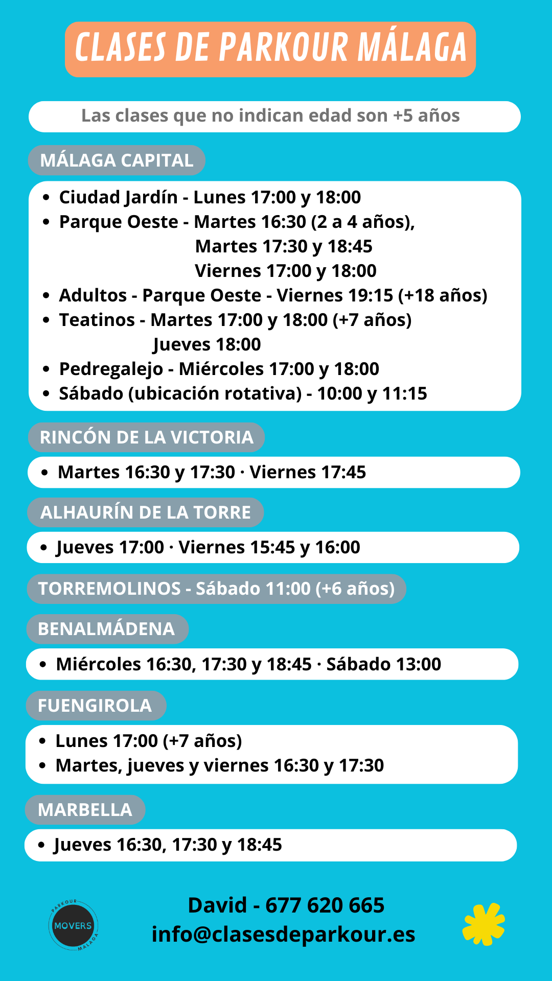 Horarios Parkour Malaga abril 2026 v4